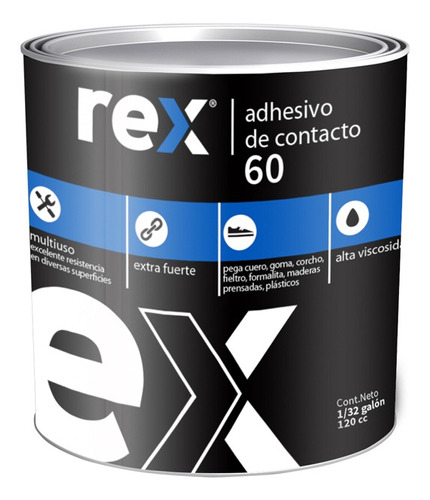Adhesivo De Contacto Rex 60 Multiuso Tarro 120cc