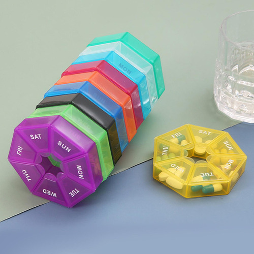 O 5 Caja Semanal Para Pastillas Con Tapa En Tonos 5 Piezas