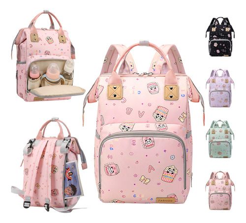Nuhexry Mochila Pañaleras Para Bebe Bolsa Impermeable Multiusos Rosa