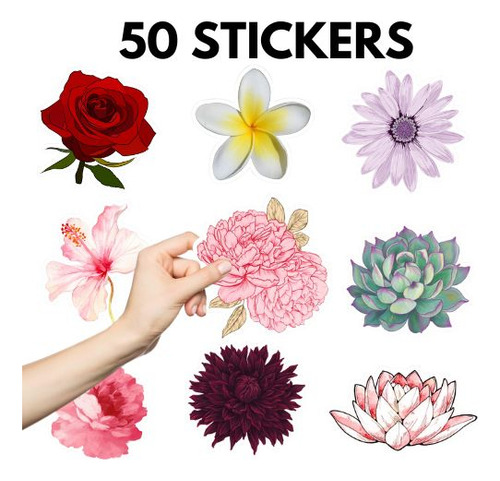Flores Pegantinas Paquete De 50 Stickers