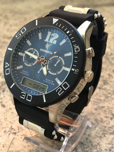 Relógio Luxo Dour/prata Militar Potenzia Barato Top Promoção