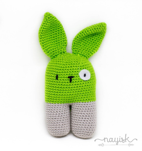 Amigurumi Sonaja Crochet Ganchillo Conejo Bipedo Verde Limon