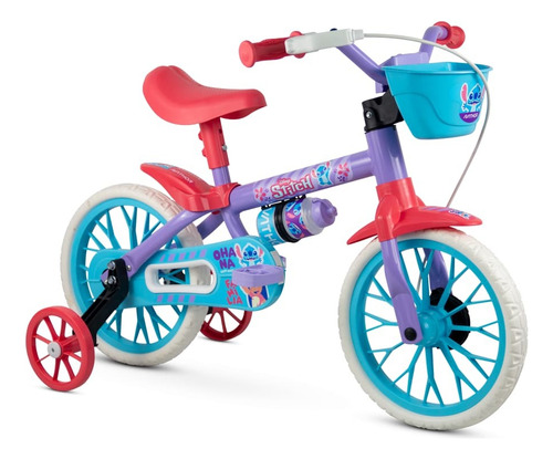 Bicicleta Aro 12 Com Rodinhas Do Stitch Bike Nathor Disney Cor Colorido