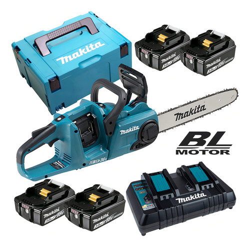 Motosserra A Bateria Com 4 Baterias 18v 5ah E Maleta Makita Cor Azul Com Preto 127v