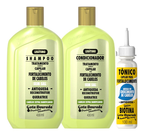 Kit Shampoo Condicionador Tonico Antiqueda Reconstrutor