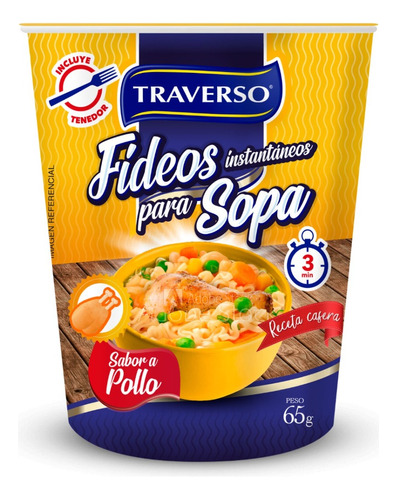 Sopa De Noodle Instantánea Traverso - Sabor Pollo 65g