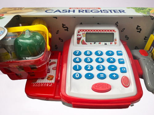 Brinquedo Mini Caixa Registradora Infantil Com Acessórios Cor Vermelho/branco/cinza
