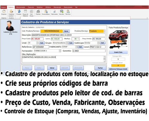 Imagem 5 de 10 de Programa Oficina Mecânica Com Ordem De Serviço, Estoque Novo