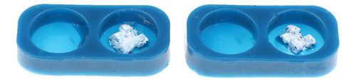 1/12 Comedero En Miniatura Azul De Doble Cuenco Para Casa De
