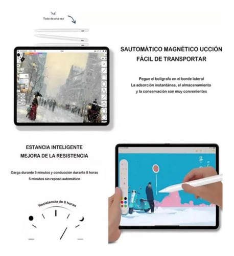 Lápiz Óptico Stylus Pluma Para iPad Android Universal Blanco