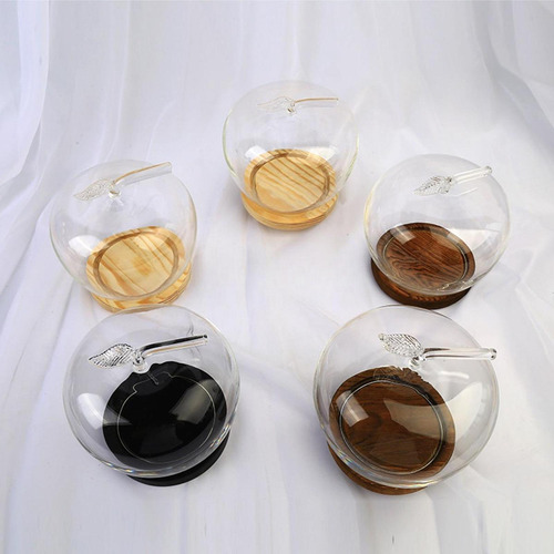 Tarro Con Forma De Cúpula De Vidrio Transparente Con Base De