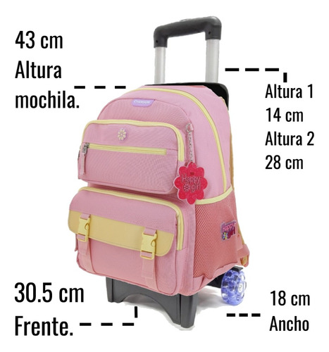 Kit Mochila Lonchera Lapicera Con Ruedas Kawai Chensohg70301 Rosa Claro Mochila Lonchera