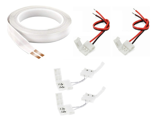 Kit 5mts Fita Elétrica 2vias 10a +2 Conector Conec +2 Curva