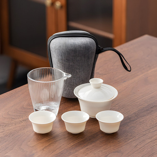 13d Conjunto De Chá De Viagem De Cerâmica Kung Fu Gaiwan,