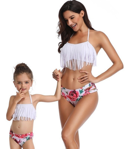 Traje De Baño De 2 Piezas Para Madre E Hija En Bikini Con Fl