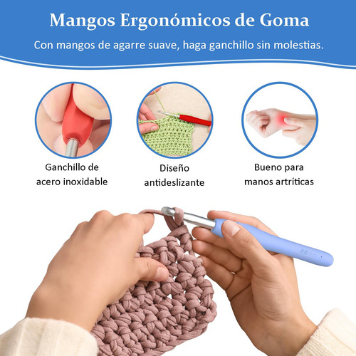 Crochet Kit 11 Tallas, Gganchos Para Tejer Ergonómicas Con