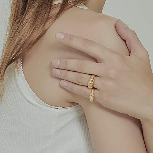 Anillo De Banda De Croissant De Cúpula De Oro Chapado En Oro