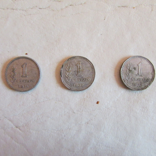 3 Monedas - 1 Cent, Peso Ley 18.188 (1971-1972-1973)