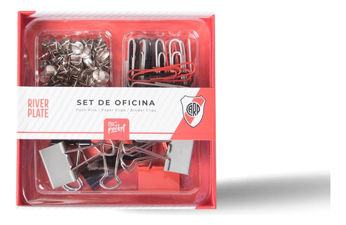 Set Oficina Big Pocket Broche Clips Chinches Boca River 