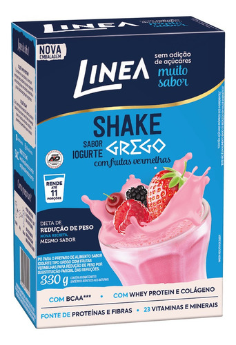 Linea Shake Iogurte Com Frutas Vermelhas Zero Açúcare-330g