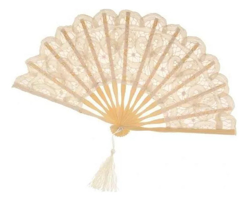 10 X Abanico Retro De Baile De Mano Plegable De Encaje De