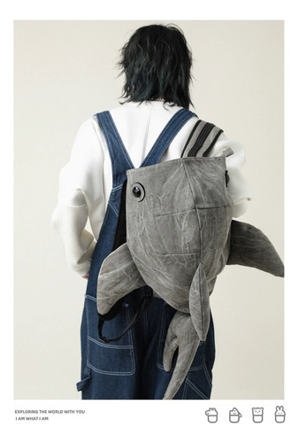 Js Nueva Mochila De Gran Capacidad Con Forma De Tiburón