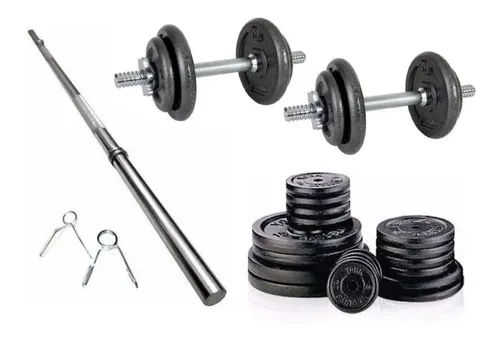 Set 2 Mancuernas + Barra 1.5m + 40kg - 2 Discos 10kg - 4 de 5kg — El Rey  del entretenimiento