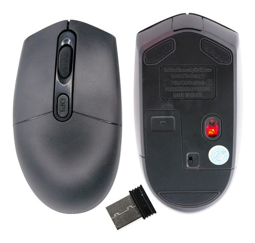Mouse Inalámbrico Óptico 800 1200 1600 Dpi Wireless 2.4ghz Color Negro