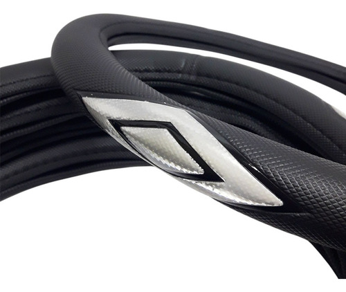 Cubre Volante Desing Reflex Plateado 38cm -estilo Y Diseño- Negro