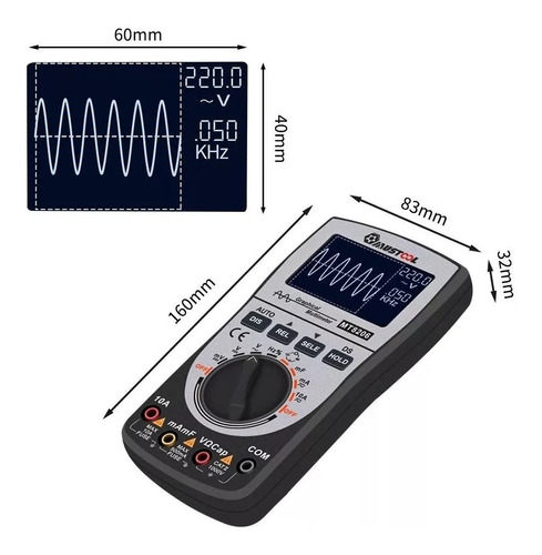 Multimetro Tester Digital Inteligente Mt8206 Osciloscopio