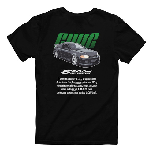 Playera Honda Civic Ej1 Black 100% Algodón | Forjado Autos