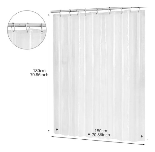 Cortinas De Ducha Impermeables 180 X 180 Cm Con 12 Ganchos T
