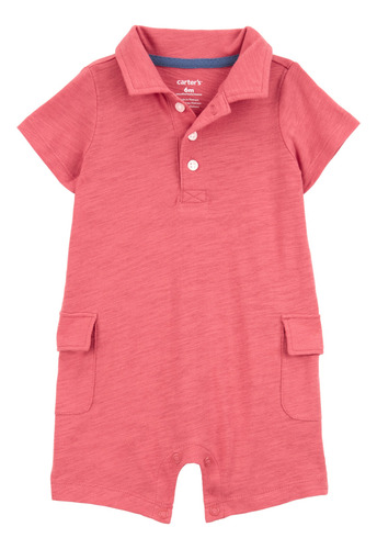 Jumpsuit De Algodón Tipo Polo Rosa De Bebé 1s470410 Carters®