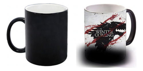 Caneca Magica Preta Game Of Thrones Winter Is Coming Stark