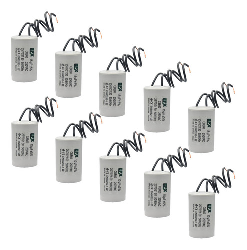 Kit 10 Capacitor Permanente 15uf 250v Epx (c/fio)