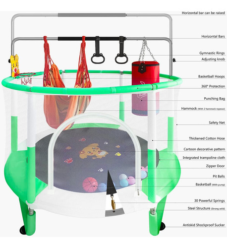 Rghh Mini Trampoline Para Niños Con Red, Al Aire Libre 58 W