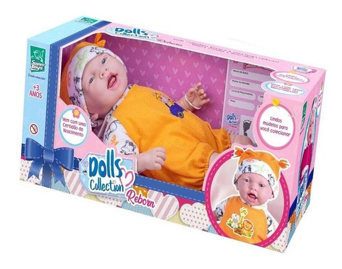 Boneca Dolls Collection Reborn Laranja - 459