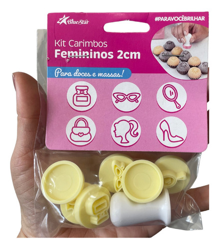 Kit Carimbos Barbie Femininos Blue Star 2cm Marcador Doces Cor Amarelo