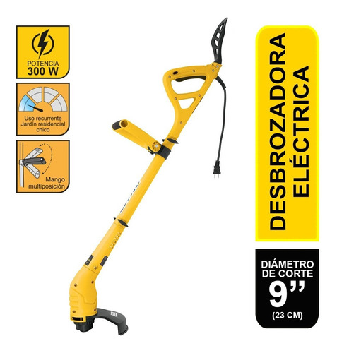 Desbrozadora eléctrica Pretul DES-300P2, 300W, 9" de corte, color amarillo y negro 127V