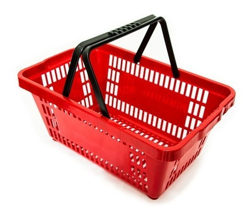 10pc Cesta Plástica Reforçada Cestinha Supermercado E Lojas Cor Vermelho