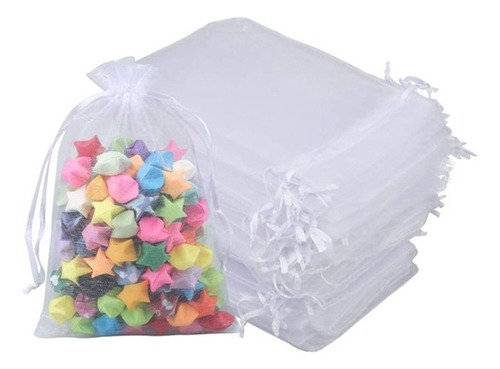 . 100 Bolsitas De Organza Blancos Liston Chicas Joyeria