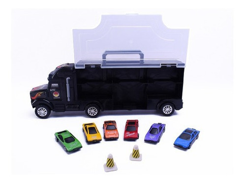 Imagen 4 de 10 de Camion Valija Porta Autos + 6 Autos Y 2 Cono Duende Azul Ful