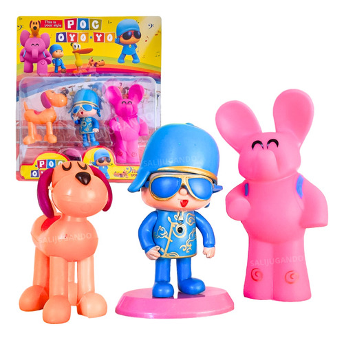 Muñecos Pocoyo Blister X3 Elly Pato Lula Personajes 