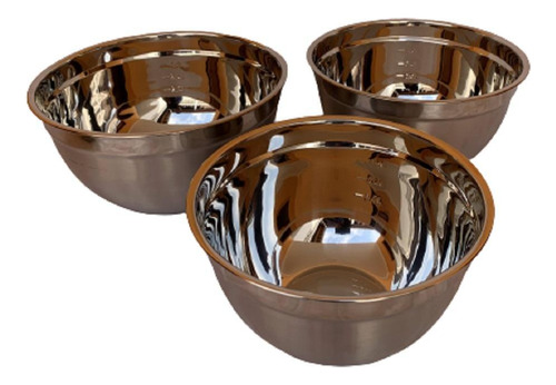 Kit 03 Tigela Funda Mixing Bowl Inox 26 28 30cm Saladeira