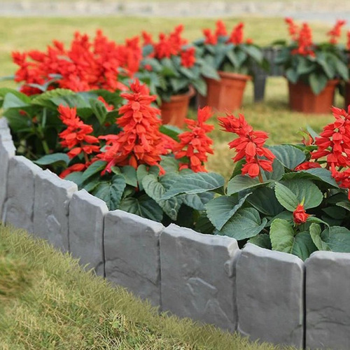 Imagen 7 de 7 de Borde Jardín Valla Estacas Diseño Piedras Adoquin X 5
