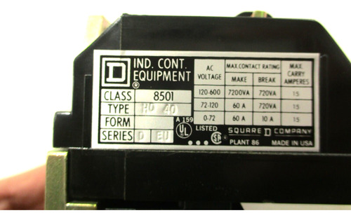 New Square D Ser.d 8501-ho-40 Ac Control Relay 110/120 V Ccg