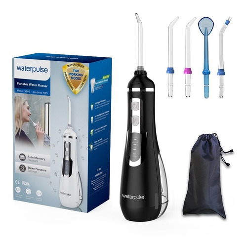 Irrigador Bucal Waterpulse V500 Recargable 220v + 4 Picos + 120 Psi + 3 Niv.+ Masaje Encías + Funda