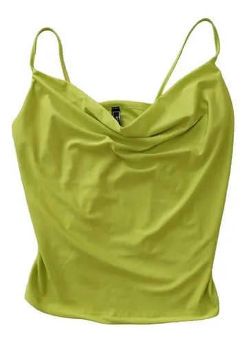Blusa Tirante Cuello Caido Amarillo Fosforescente Lycra