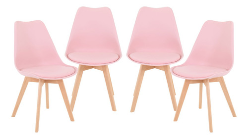 Set De 4 Sillas Eames Onof Minimalistas Modernas Madera Onof