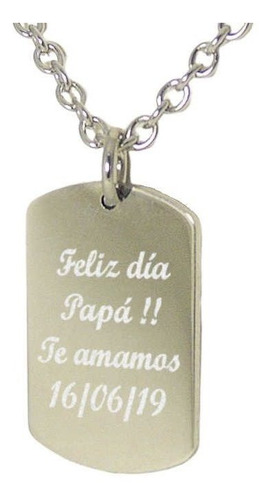Imagen 7 de 10 de Foto Medalla Acero Quirúrgico Identidad 20x30mm Cadena 60cm